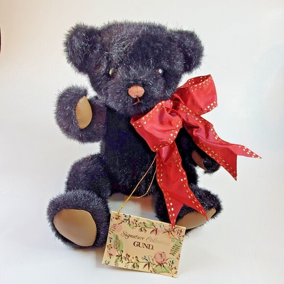 Vintage 11" Gund Limited Edition BlackJack Bear Plush 1990 Jointed & Head Moves - Picture 3 of 11